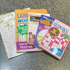 Set of 5 Adult Puzzle & Activity Books Coloring Word Finds Sudoku NEW